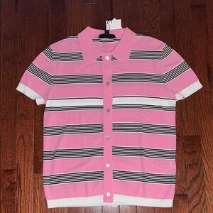 Zara Striped Knit Polo Shirt